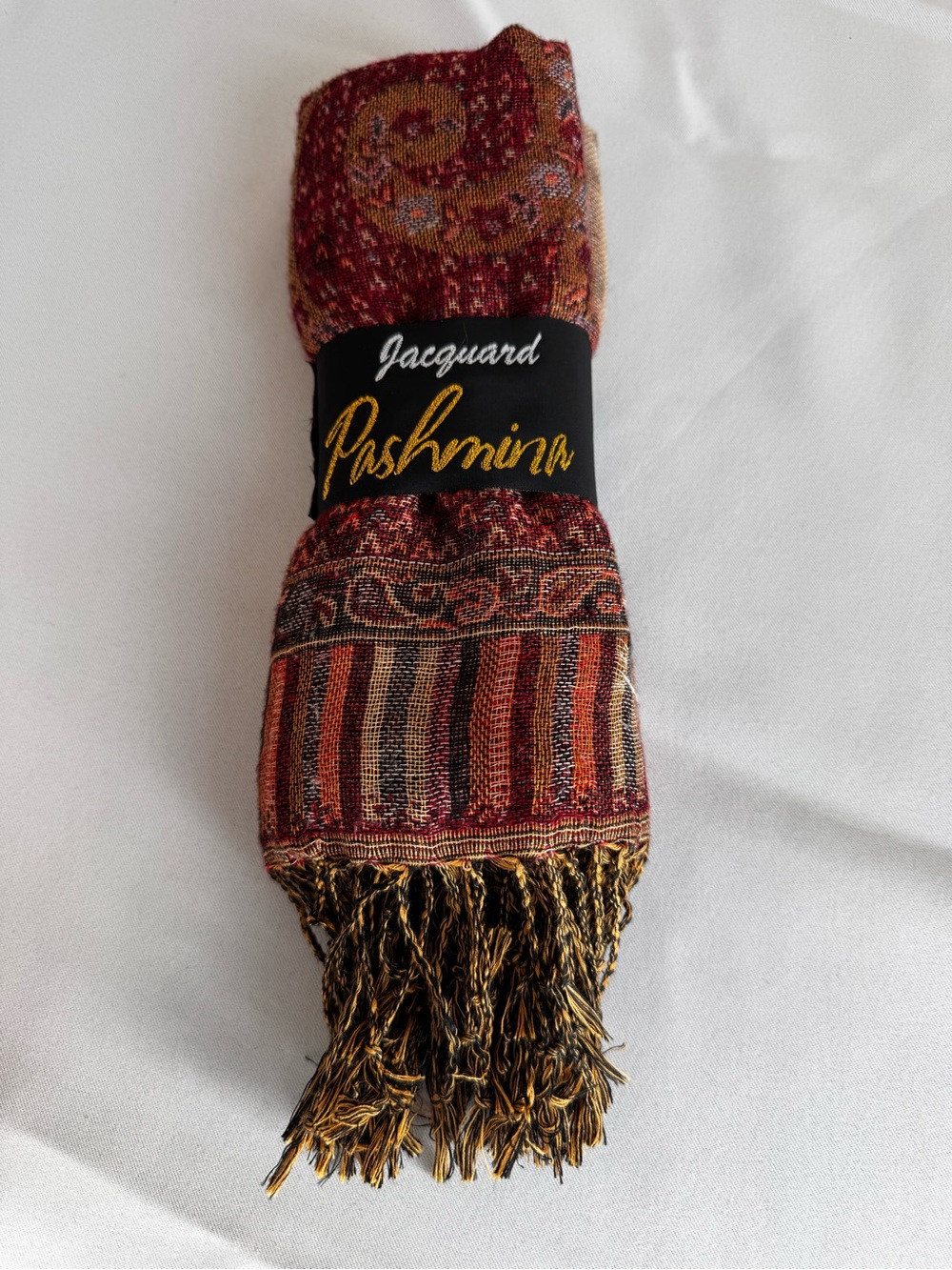 Jacquard Pashmina scarf color wine floral